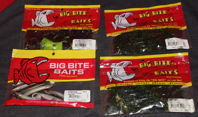 Big Bite Baits Lot of 4 Mixed Baits, Pro Lizard, chunk, Cane Thumper