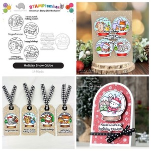 NEW - Stamptember 2025 - Mama Elephant - Holiday Snow Globe - Stamp and Die Set