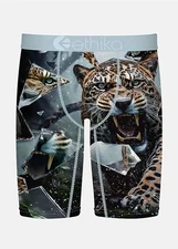 Ethika Men’s Boxer Brief, Knee Length, 4-Way Stretch Underwear - Shatter Cat