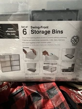 Storage Bins (6) New In Pack SALT 9x13x5.6 Inches Swing Front  Stackable