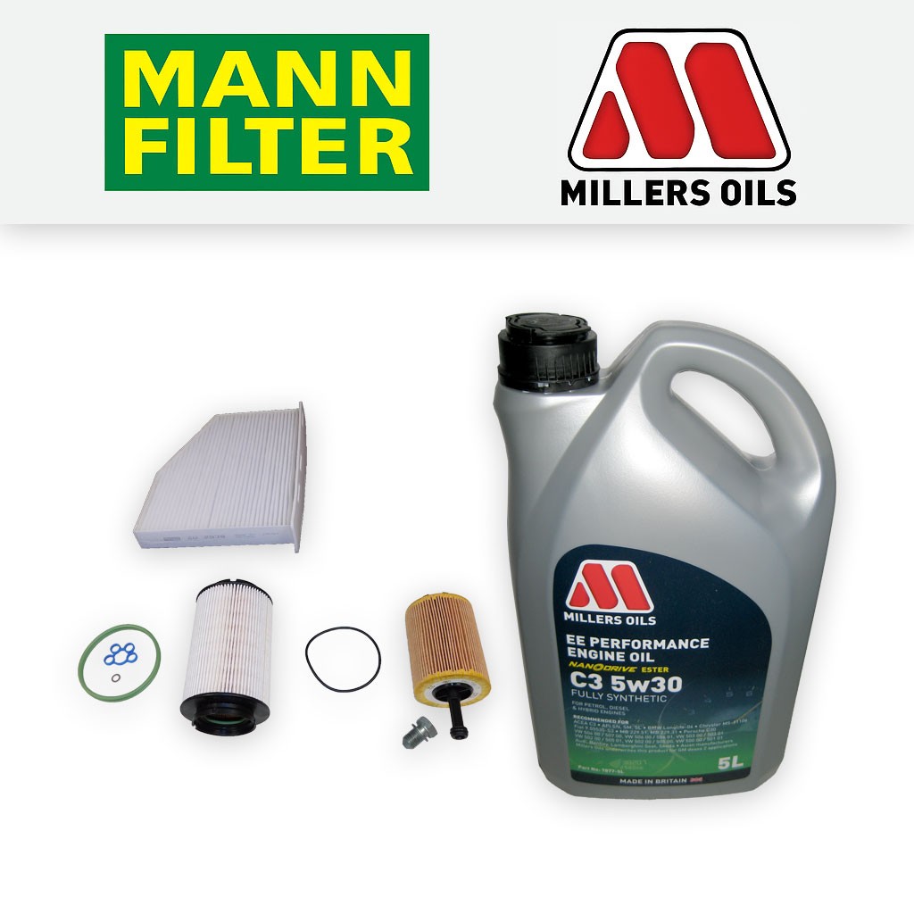 Audi A3 8P 2.0 TDI 2003-2006 Service Kit - Oil Fuel Cabin Filters 142mm + EE Oil