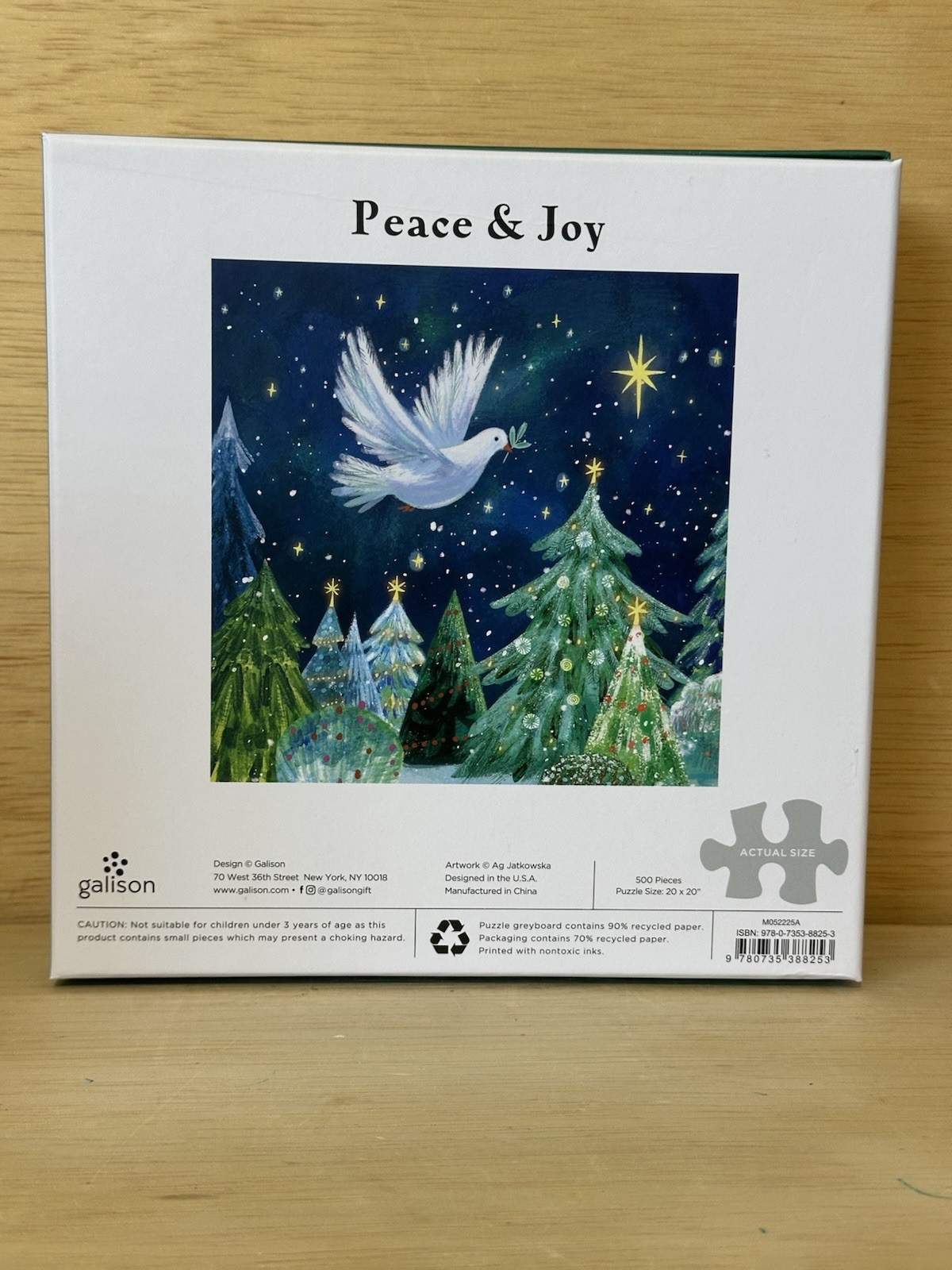 Galison PEACE & JOY 500 piece puzzle Christmas- Sealed