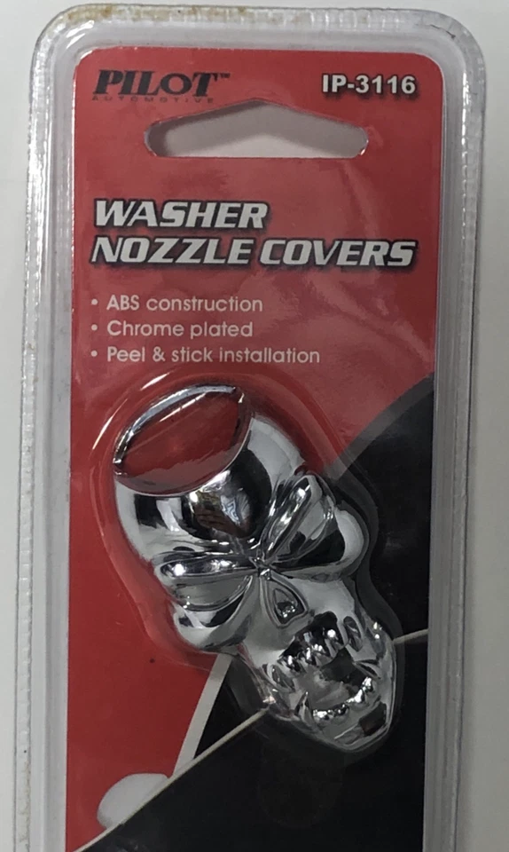 Pilot IP-3116 Chrome Skull Window Sprayer Cover - 2 Piece Set - New & Sealed - Image 2 of 4
