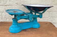 Vintage blue kitchen scales 1950s retro antique industrial decor weight old