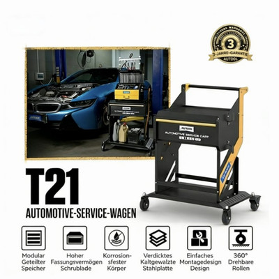 AUTOOL T21 Werkzeugwagen Etagenwagen Rollwagen Montagewagen Kaltstahl 360° 100kg