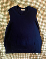Vintage Thane Men's Navy Wool Knit Sweater Vest Crew Neck Pullover XL