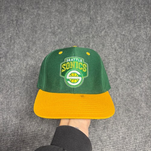Mens Adidas NBA Hardwood Classics Seattle Sonics Snapback Hat Green Yellow