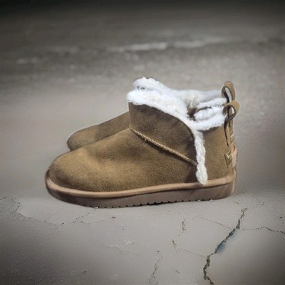 Koolaburra By UGG Boots Brown Mini Shearling Fur Bow Girls Size 1