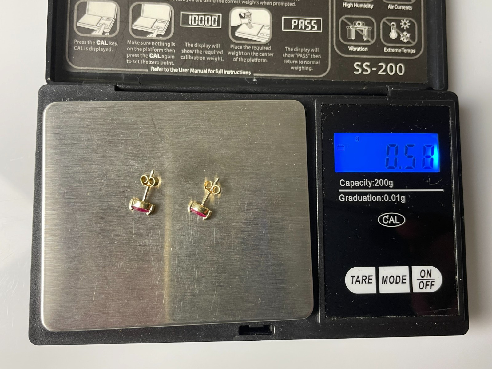 Ruby Earrings 9ct Gold Marquise cut Ruby Stud Ear… - image 14