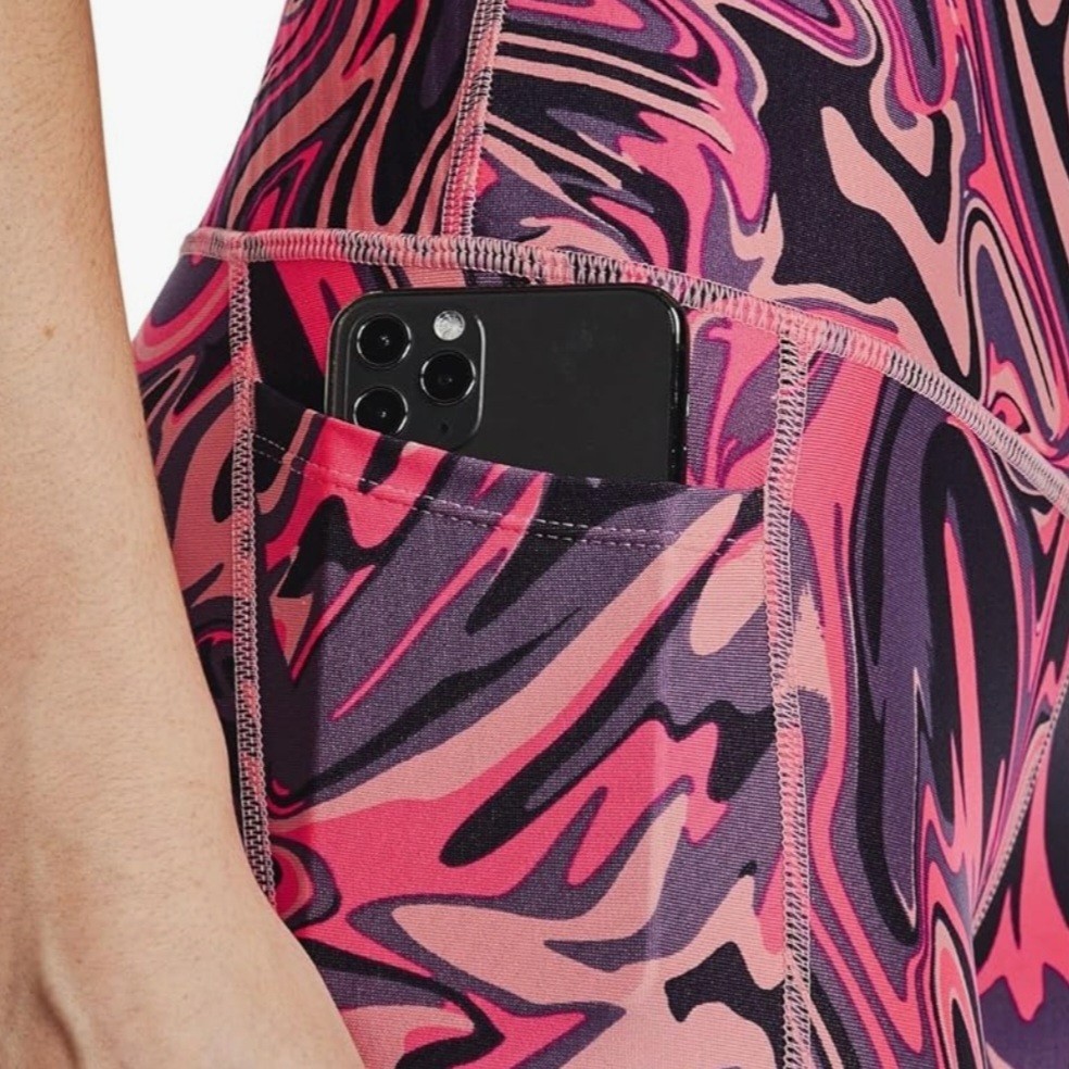Under Armour Womens XS No-Slip Waistband Pink Psychedelic Print Ankle Leggings thumbnail 3