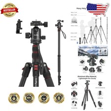 Heavy Duty 71" Camera Tripod, 33lb Capacity, 360 Ball Head, Aluminum Monopod