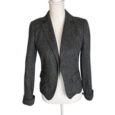 J.Crew Womens 100 Wool Herringbone Blazer Gray Black Tailored Jacket Size 2