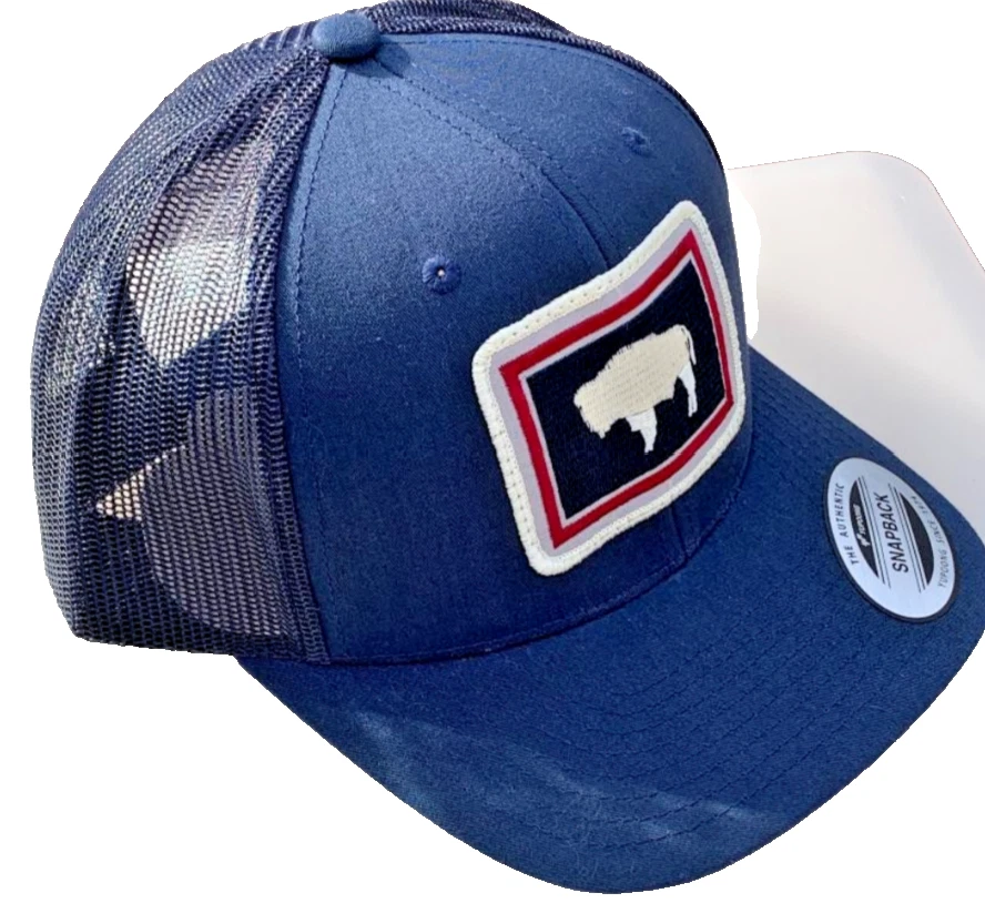 Gorra gorra gorra de béisbol camionero azul marino Buffalo Yupoong bandera del estado de Wyoming Foto 3 de 4