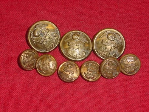 US CIVIL WAR CORPS OF ENGINEERS OFFICER'S TUNIC BUTTON COMPLETE SET PITT LONDON