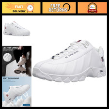 Men's Wide Tennis Walking Shoes, Leather Upper Sneakers, Comfortable Athletic Fo
