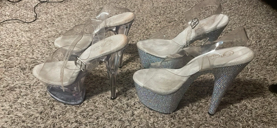 2 pares de tacones altos Pleaser para mujer, plataforma de 7 pulgadas, talla 9 Foto 2 de 4