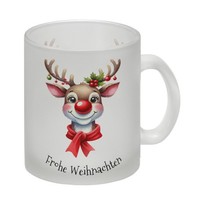 Rentier Glas Tasse Und Spruch Frohe Weihnachten