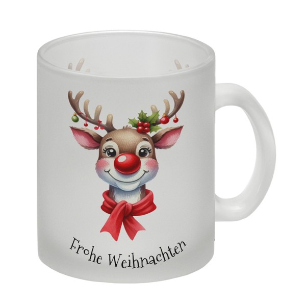 Rentier Glas Tasse Und Spruch Frohe Weihnachten-image