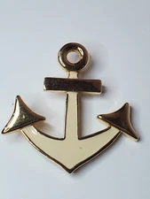 Pure Allure Anchor Pin Brooch Enamel on Gold Tone 2-3/8in