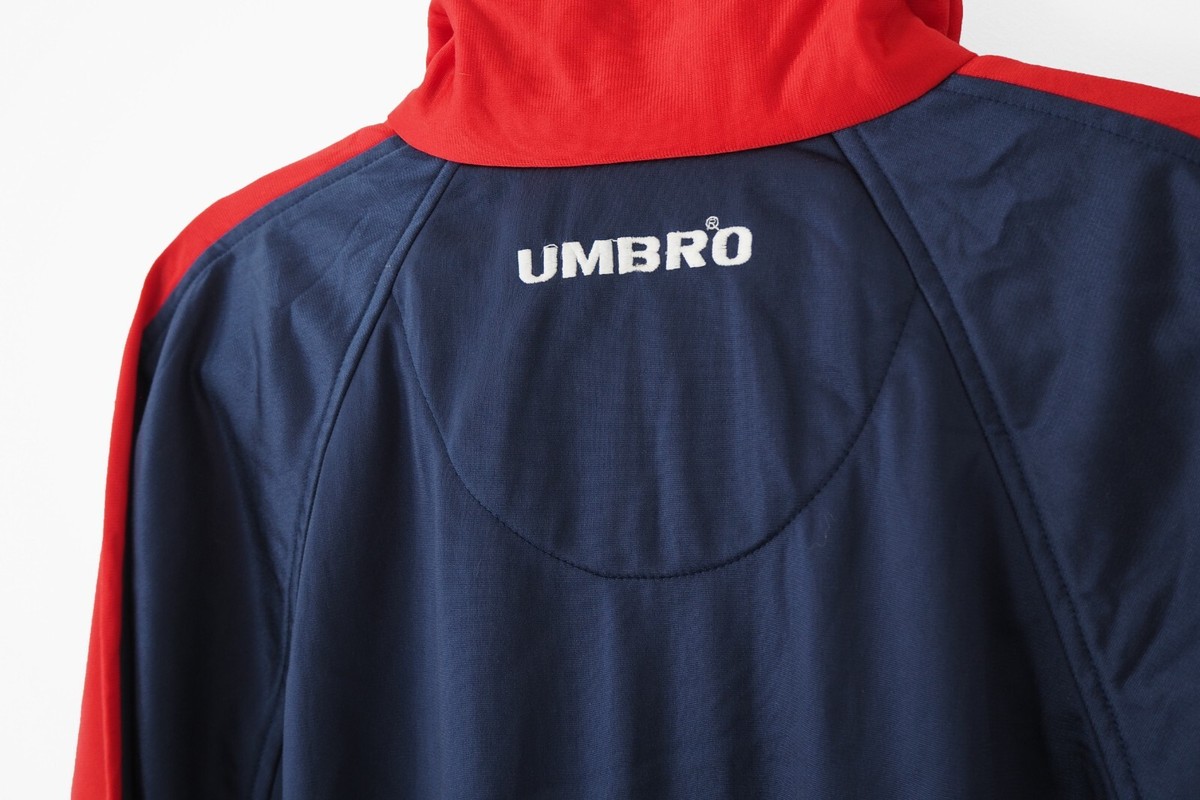 Veste De Survêtement Vintage Umbro Années 90 - Taille L Bleu - Fermeture éclair Complète - Occasion Très Bon état