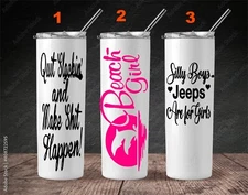 Sublimation Tumblers Flat Edge  Skinny Straight 20 Oz with a straw and brush