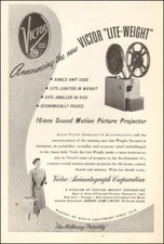 1947 vintage AD VICTOR Lite Weight 16mm home sound movie projector 020518