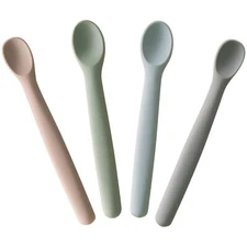 Moonkie Silicone Baby Spoons Set of 4, Two Sizes Without Case, Sunlight 