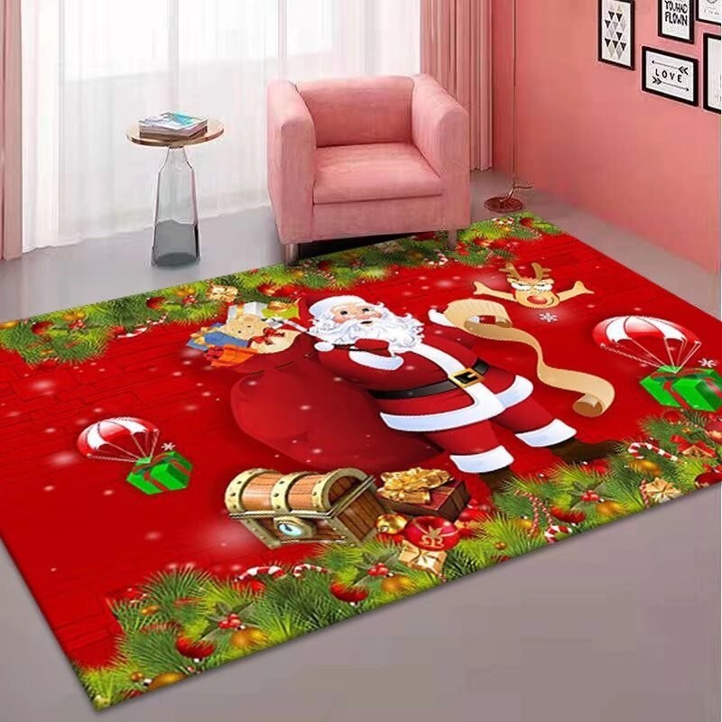 Christmas Floor Door Mat Kitchen Room Carpet Rug Anti Slip Xmas Home