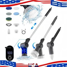 8 IN 1 Electric Spin Scrubber Cordless Power Cleaning Brush Rechargeable Black