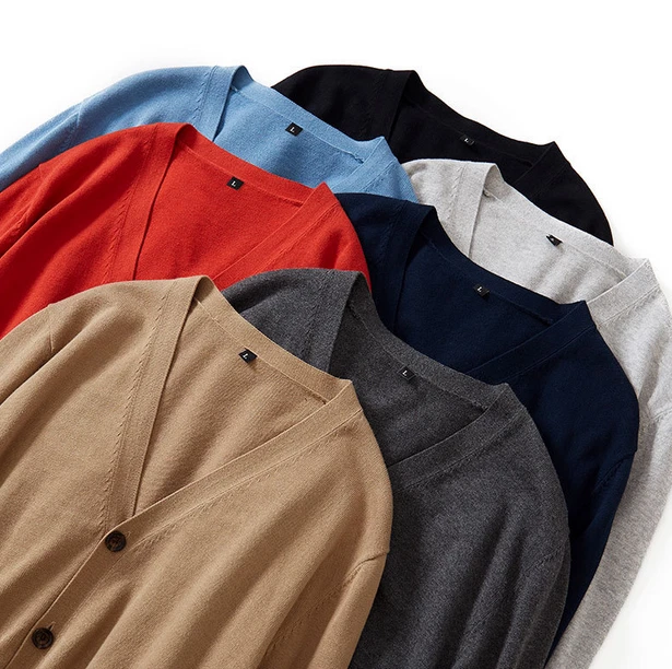 Hombres Cárdigan Tejido Suéter Prendas de Punto Chaqueta Cuello en V Botones Informal Invierno Foto 4 de 4