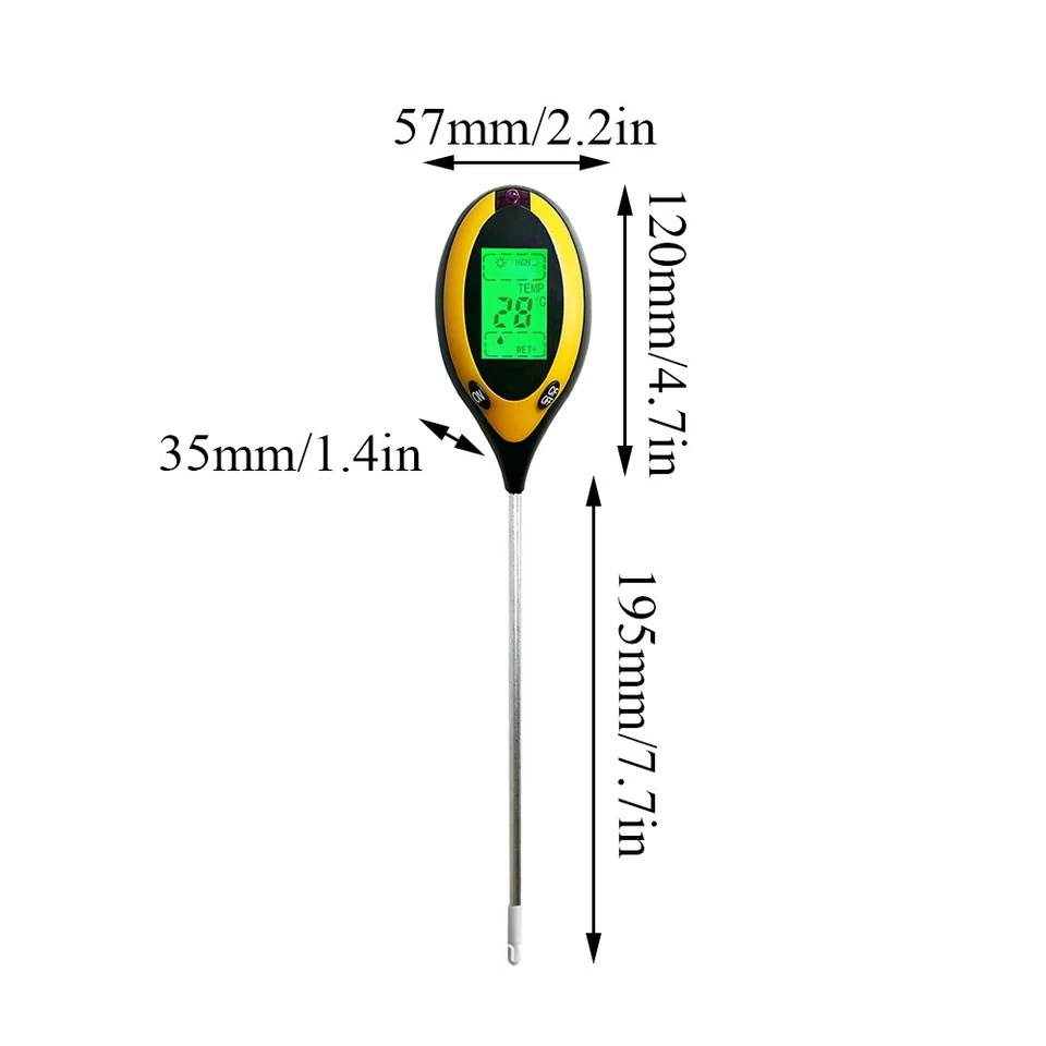 4-in-1 Digital PH Soil Tester LCD Moisture Plant Water Temperature Test Meter US - Image 2 of 4