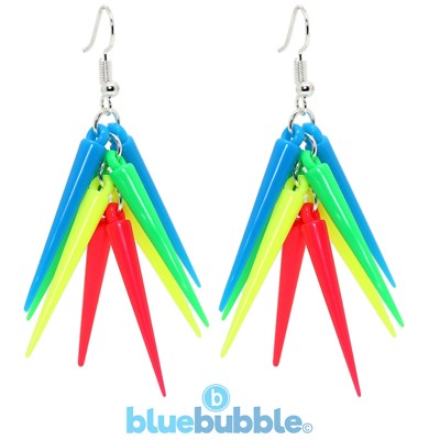 Bluebubble POP PUNK Neon Spike Cluster Earrings Retro 80s 90s Rave Dance Kitsch