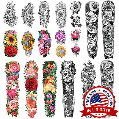 Tatuaje Temporal De Brazo Completo Resistente Al Agua Para Hombre Mujer 8 Pcs US