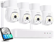 ZOSI 8CH 5MP Wi-Fi 6 Wireless 4Pcs 5MP WiFi IP Security Camera System 1TB HDD