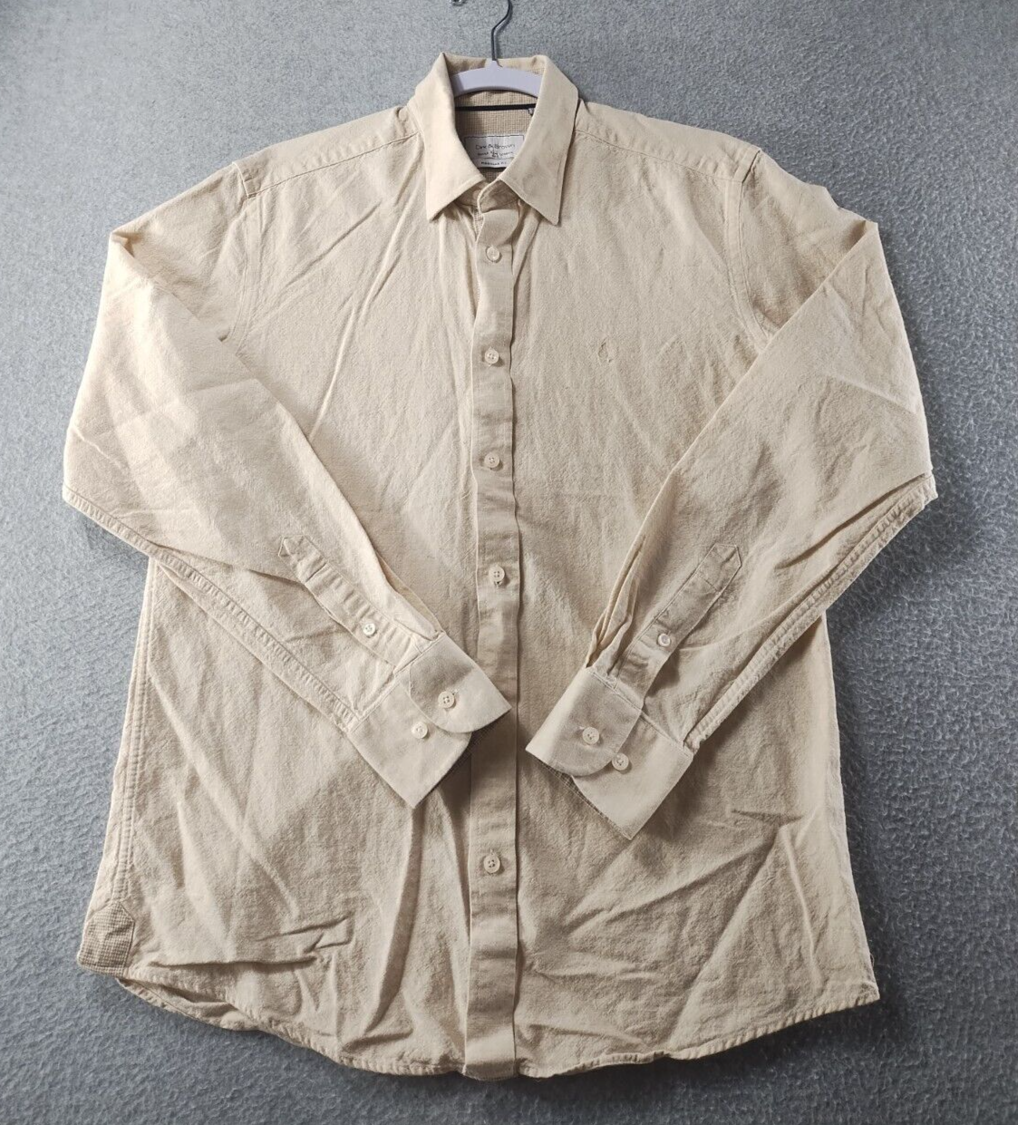 FILA Camicia abito da uomo beige Dirk & Brown Savile Row London taglia 15 5 misto lino