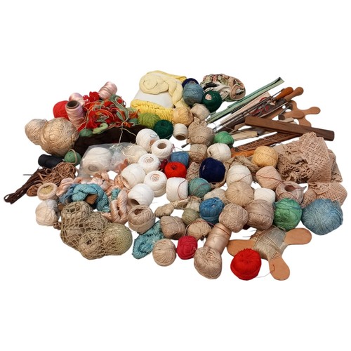 Assorted Craft Supplies Yarn Crochet Hooks Lace And Tools Job Lot