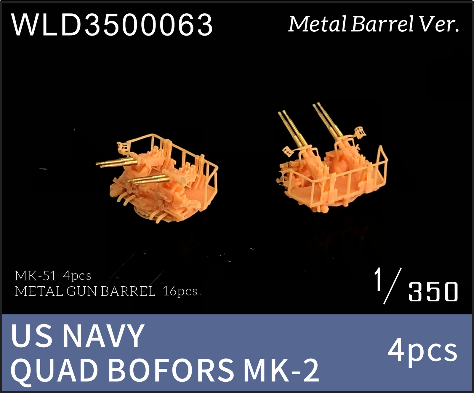 WULA MODELS WLD3500063 1/350 US NAVY QUAD BOFORS MK-2 3D-Printed Parts