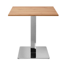 Tavolo bar pub ristorante 70x70 cm base argento e piano laminato Rovere H 75