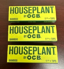 OCB HOUSEPLANT BAMBOO 1 1/4 Rolling Papers + Tips -3 PACKS