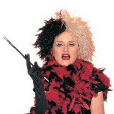 Cruella Wig Blk /Wht Kinky Spiked 2 Tone Synthetic Hair Character