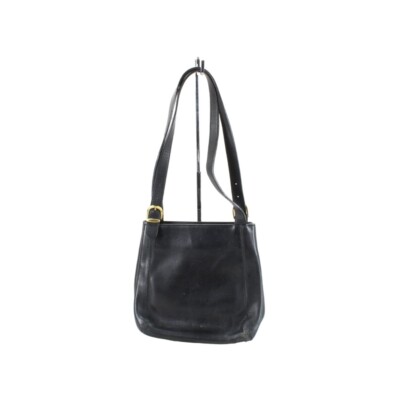 *Women's Black Leather Bucket Buckle Shoulder Bag