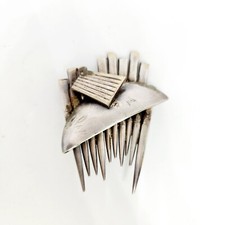 HUGE SILVER Tone Pewter STUDIO ARTISAN POST MODERN ABSTRACT SCULPTURE BROOCH PIN