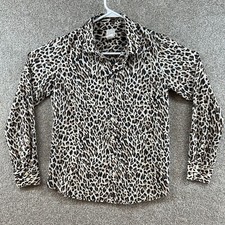 J Crew Women's The Perfect Shirt Cheetah Animal Print Button Front Blouse Size S