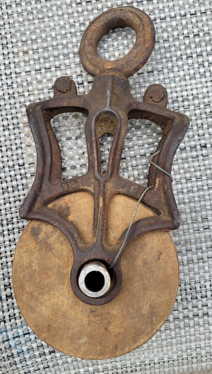 Vintage Iron & Wood Barn Pulley Block & Tackle eBay