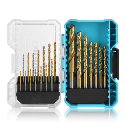 DURATECH Drill Bit Sets 21PCS 1/16''-1/2'' Titanium Impact HSS Twist Drill Bit Set