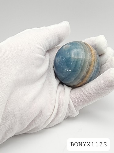 Blue Onyx Sphere With Stand, Blue Gemstone Gift - Picture 9 of 11