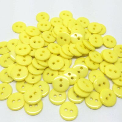 Lot De 20 Boutons Ronds Jaunes 2 Trous - 11 Mm, En Résine, Pour Scrapbooking Et Mercerie