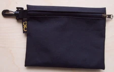 CLC Custom Leathercraft Black Zip Pouch With Black Plastic Clip 5.75" x 7.25"