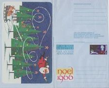 GB Stamps Aerogram / Air Letter APS11 - 9d Christmas, santa, tree, sleigh 1966