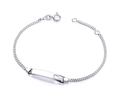 Massives 925 Sterling Silber HERZ ID verstellbar Armband Damen Mädchen GRAVURIERBAR